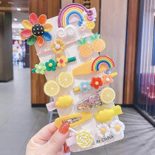 (Pineapple with seven colored flowers) Cute Cartoon Girl Hair Clips Set, Children's Bangs Clips, Princess Style Baby Hair Clips