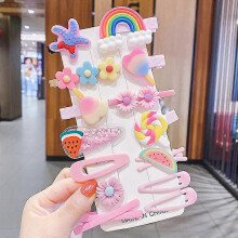 (Purple Starfish Rainbow) Cute Cartoon Girl Hair Clips Set, Children's Bangs Clips, Princess Style Baby Hair Clips