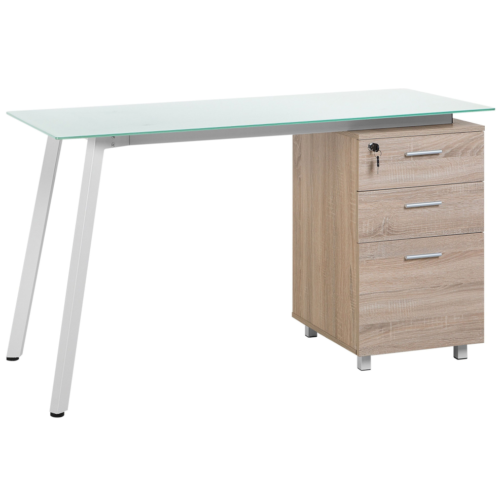 Home Office Desk MONTEVIDEO White 130 cm 60 cm with Storage-image-OPC-PVWZHC-NEW