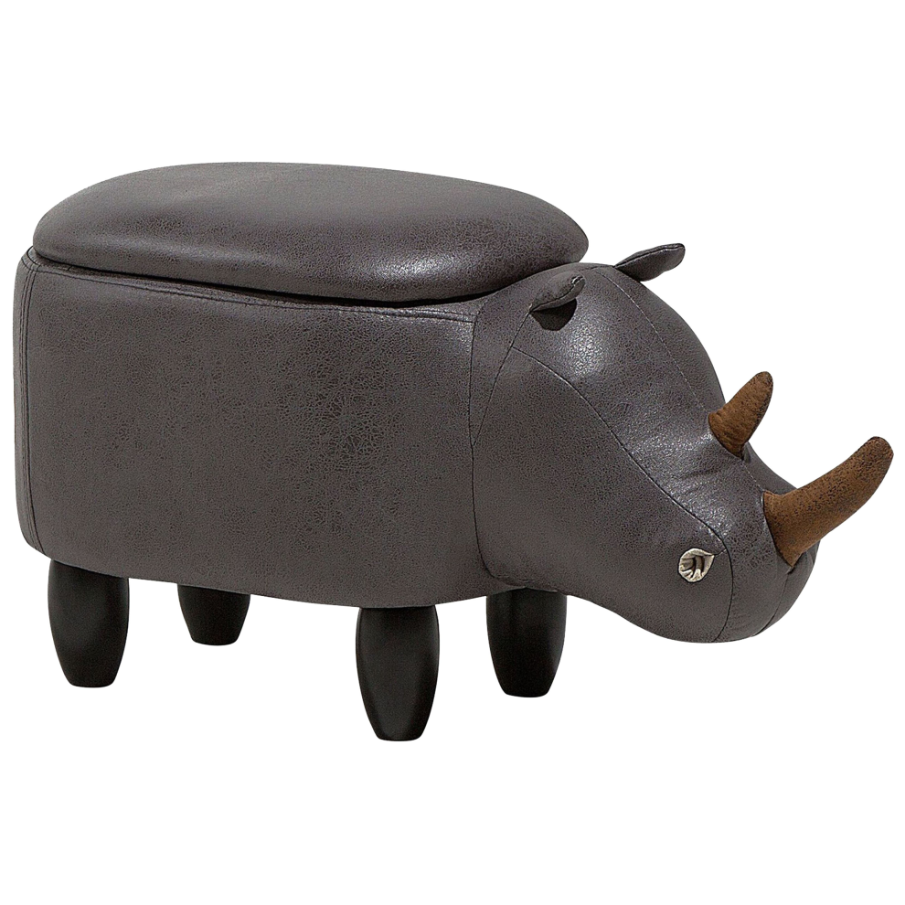 Storage Animal Stool RHINO Faux Leather Dark Grey-image-OPC-PV6MT8-NEW