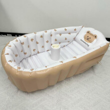(90x55x30cm, Brown bear head) Portable Foldable Inflatable Kids Swimming Pool Baby Bathtub 90*55*30cm
