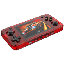 (64G Translucent Red) Handheld Game Console Portable Retro 7 Colors 64G/128G Memory Classic Games MP4 Player