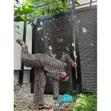 (L, Leopard print) Leopard Print Velvet Pajamas Set for Women 2-Piece Fleece Lined Warm Homewear Outfit