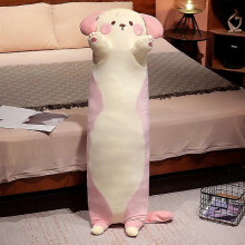 (110cm, pink dog) Washable Long Dog Pillow, Plush Toy for Girls Sleeping, Leg Hug Pillow for Boys