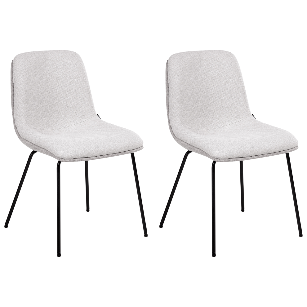 Set of 2 Dining Chairs LORIDA Fabric Light Grey-image-OPC-PJ5B8NP-NEW