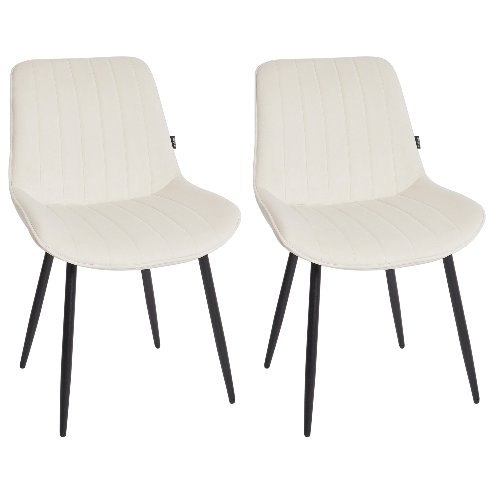 Set of 2 Dining Chairs DUBROVNIK Velvet Light Beige-image-OPC-PGWZ7BX-NEW