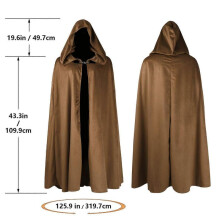 (one size, brown) Medieval velvet cloak with suede trim Halloween cape Medieval velvet cape
