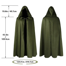 (one size, green) Medieval velvet cloak with suede trim Halloween cape Medieval velvet cape