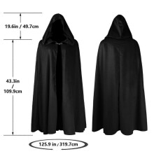 (one size, black) Medieval velvet cloak with suede trim Halloween cape Medieval velvet cape