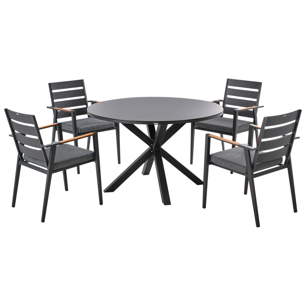 Garden Dining Set 4 Seater MALETTO/TAVIANO with Cushions Metal Black-image-OPC-PHHDG7X-NEW