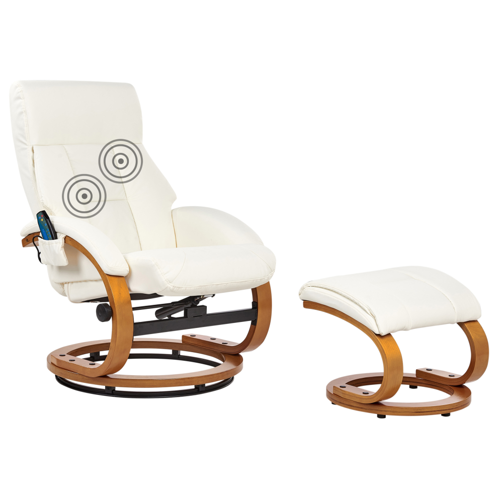 Massage Chair FORCE with Footstool Faux Leather White-image-OPC-PH8VMPH-NEW