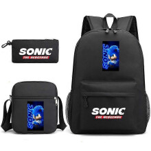 (3 pcs,40)3-Piece Backpack Set Kids Cartoon School Bag with Shoulder Bag and Pencil Case Breathable Waterproof