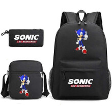 (3 pcs,41)3-Piece Backpack Set Kids Cartoon School Bag with Shoulder Bag and Pencil Case Breathable Waterproof