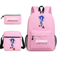 (3 pcs,42)3-Piece Backpack Set Kids Cartoon School Bag with Shoulder Bag and Pencil Case Breathable Waterproof
