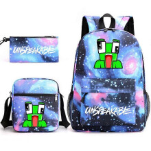 (3 pcs,23)3-Piece Backpack Set Kids Cartoon School Bag with Shoulder Bag and Pencil Case Breathable Waterproof