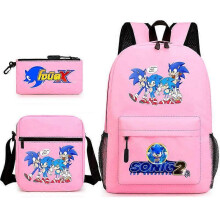 (3 pcs,43)3-Piece Backpack Set Kids Cartoon School Bag with Shoulder Bag and Pencil Case Breathable Waterproof