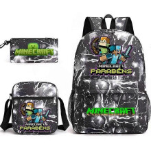 (3 pcs,1)3-Piece Backpack Set Kids Cartoon School Bag with Shoulder Bag and Pencil Case Breathable Waterproof