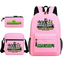 (3 pcs,57)3-Piece Backpack Set Kids Cartoon School Bag with Shoulder Bag and Pencil Case Breathable Waterproof