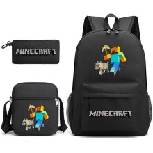 (3 pcs,56)3-Piece Backpack Set Kids Cartoon School Bag with Shoulder Bag and Pencil Case Breathable Waterproof