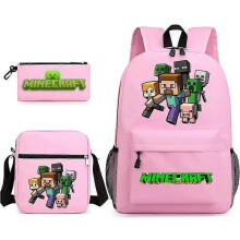 (3 pcs,59)3-Piece Backpack Set Kids Cartoon School Bag with Shoulder Bag and Pencil Case Breathable Waterproof