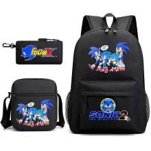 (3 pcs,45)3-Piece Backpack Set Kids Cartoon School Bag with Shoulder Bag and Pencil Case Breathable Waterproof