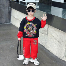 (150cm, black) Boys Nezha Hoodie Set 2025 New 2PCS Outfit Children's Casual Tracksuit Fashion Jacket