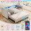 Beige Velvet Sofa Bed with USB Charging & Storage 6