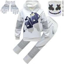 (150cm,7)Marshmello DJ Kids Hoodie Set 2PCS Boys Girls Cosplay Outfit Cartoon Hooded Sweatshirt Pants