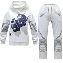(140cm,10)Marshmello DJ Kids Hoodie Set 2PCS Boys Girls Cosplay Outfit Cartoon Hooded Sweatshirt Pants