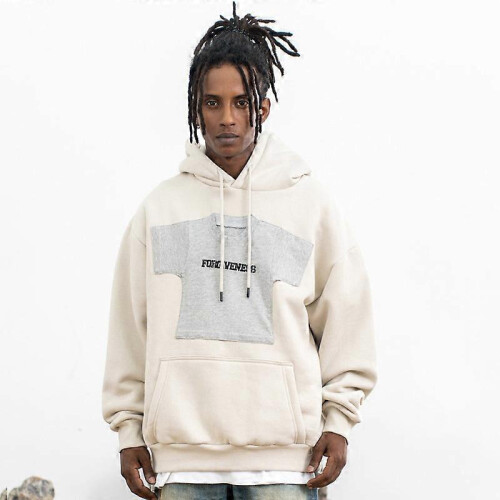 (XL, royal blue) American Retro Patchwork Fleece Jacket Unisex Oversized Casual Pullover Sweatshirt 2