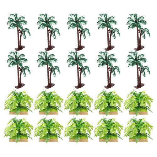 20 palmeras de coco artificiales de plástico, tropicales