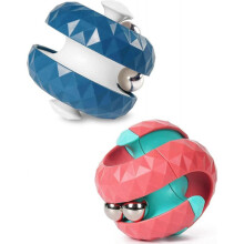 (Blue*Pink) 1/2/4pcs Rotating Cube Bead Orbit Ball Maze Ball Fidget Hand Spinner Sensory Toys Anxiety Relief