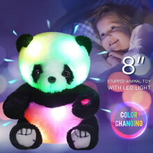 (Default,8 inches with light up)2025 New LED Light Up Panda Plush Toy 12 Inch Glowing Stuffed Animal Soft Cuddly Bear Gift for Kids
