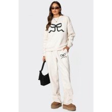 (S,Beige)2025 Fall Winter New Women's Jacket and Wide Leg Pants Set Loose Thick Long Sleeve Casual Outfit