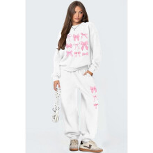 (S,White No. 3)2025 Fall Winter New Women's Jacket and Wide Leg Pants Set Loose Thick Long Sleeve Casual Outfit