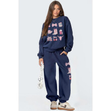 (S,Blue No. 3)2025 Fall Winter New Women's Jacket and Wide Leg Pants Set Loose Thick Long Sleeve Casual Outfit