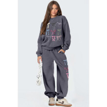 (S, Grey No. 3) 2025 Fall Winter New Women's Jacket and Wide Leg Pants Set Loose Thick Long Sleeve Casual Outfit