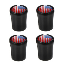4 ventieldopjes met Amerikaanse vlag, zwart