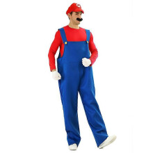 (2XL, Men's red) Peach Dress Cosplay Costume Halloween Couple Outfit Adult Unisex Stage Performance Costume