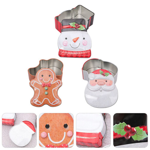 3 tinplate iron boxes, candy jars, Christmas cookie boxes 1