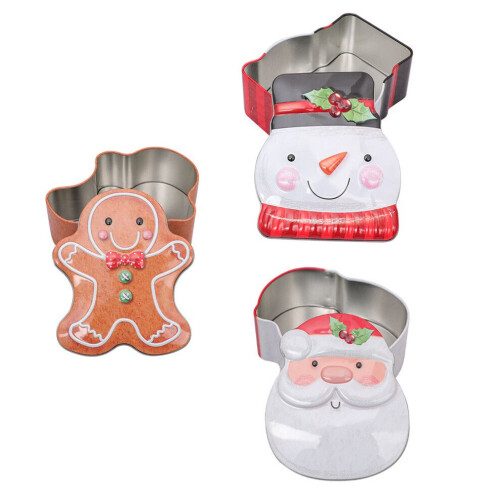 3 tinplate iron boxes, candy jars, Christmas cookie boxes 2