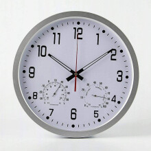 Outdoor Garden Clocks, Precise Mute Ornament with Temperature and Humidity for the Garden Wall Mounted Battery Powered Round 35Cm(Color:B)
