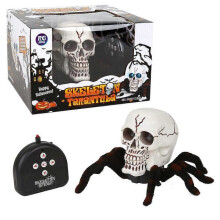 (Skeleton Wolf Spider) Halloween creative trick scary plush toy skeleton spider wolf spider electric toy spoof props