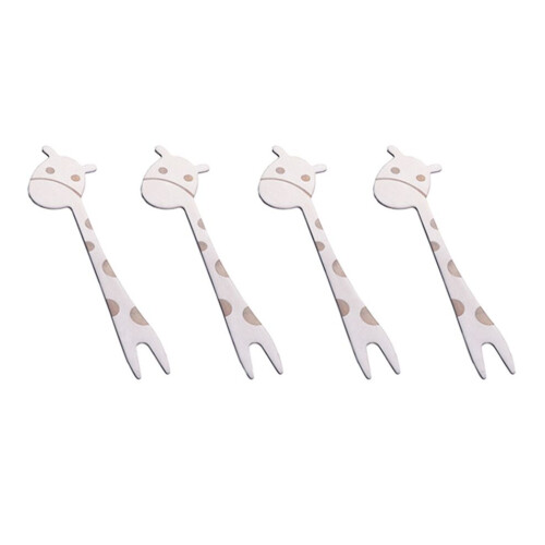 4 fruit forks with giraffe pattern for children