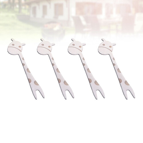 4 fruit forks with giraffe pattern for children 2