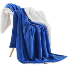 (60inL  50inW,Princess Blue)Reversible Sherpa Flannel Blanket - Super Soft and Lightweight for Beds