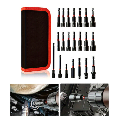 Complete Set of 21 Magnetic Nut Driver Set Impact Drills Bit 1