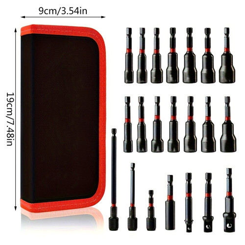 Complete Set of 21 Magnetic Nut Driver Set Impact Drills Bit 2