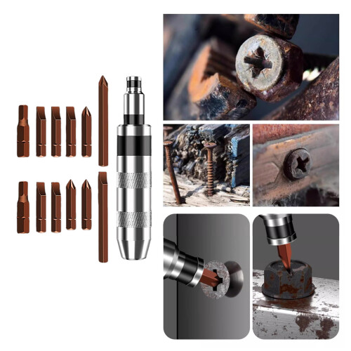 Quality Steel Impact Driver Set Replaceable Attachments Damaged 1