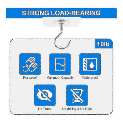 10 Pack No Drill Adhesive Ceiling Hooks for Hanging Plants & Decorations - UK Home Essentials 1